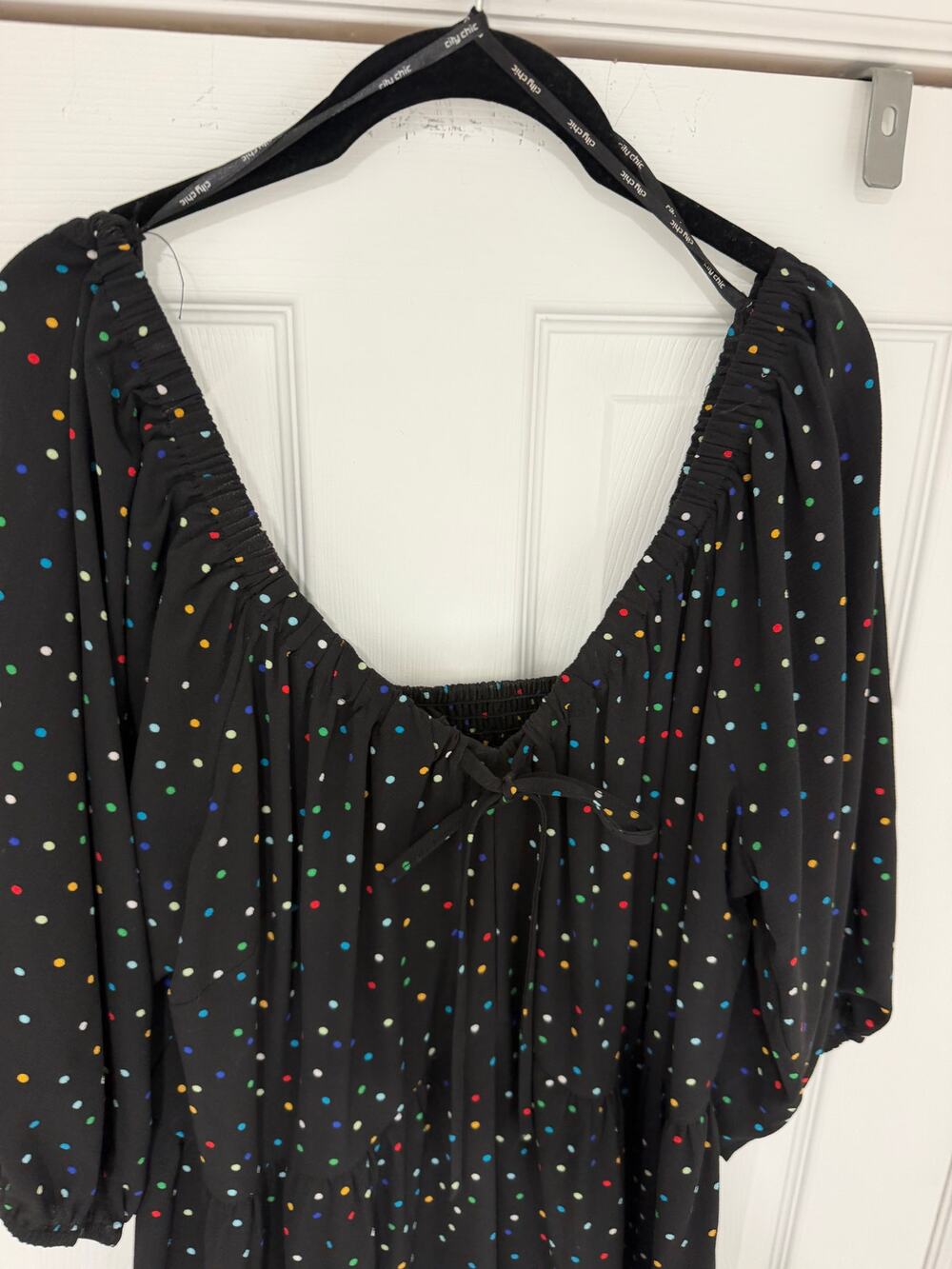 City Chic - Womens - Maxi Emma Dress - Black Polka Dot - Size M (18W)